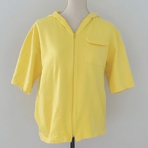 TALBOTS KIDS Yellow Hoodie Sweatshirt Swim Cover Up Pocket & Zip Closure Sz XL